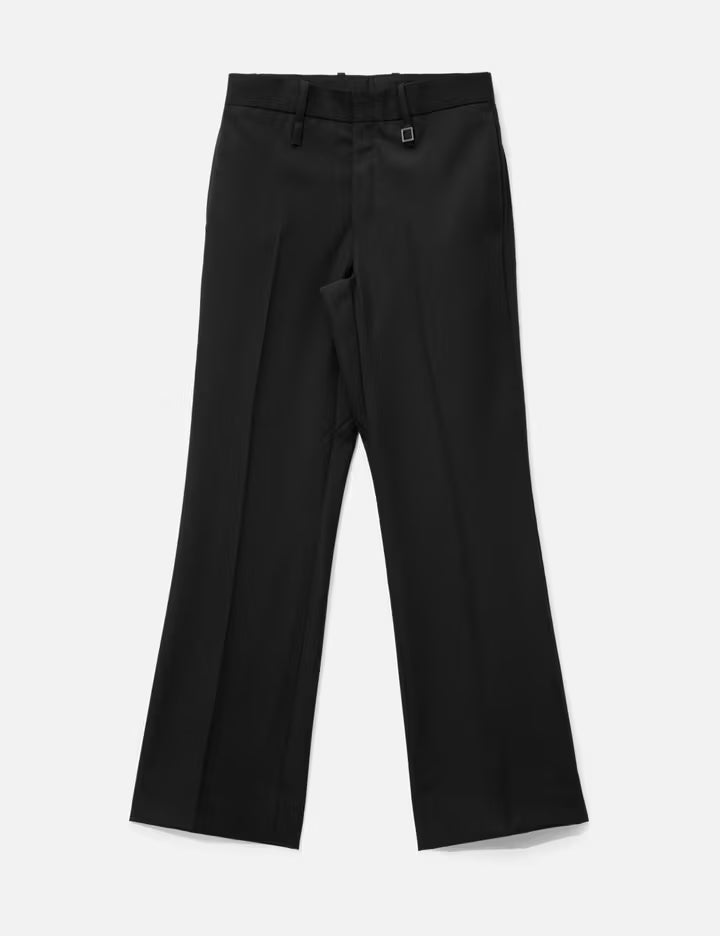 Black Semi-Wide Wool Pants