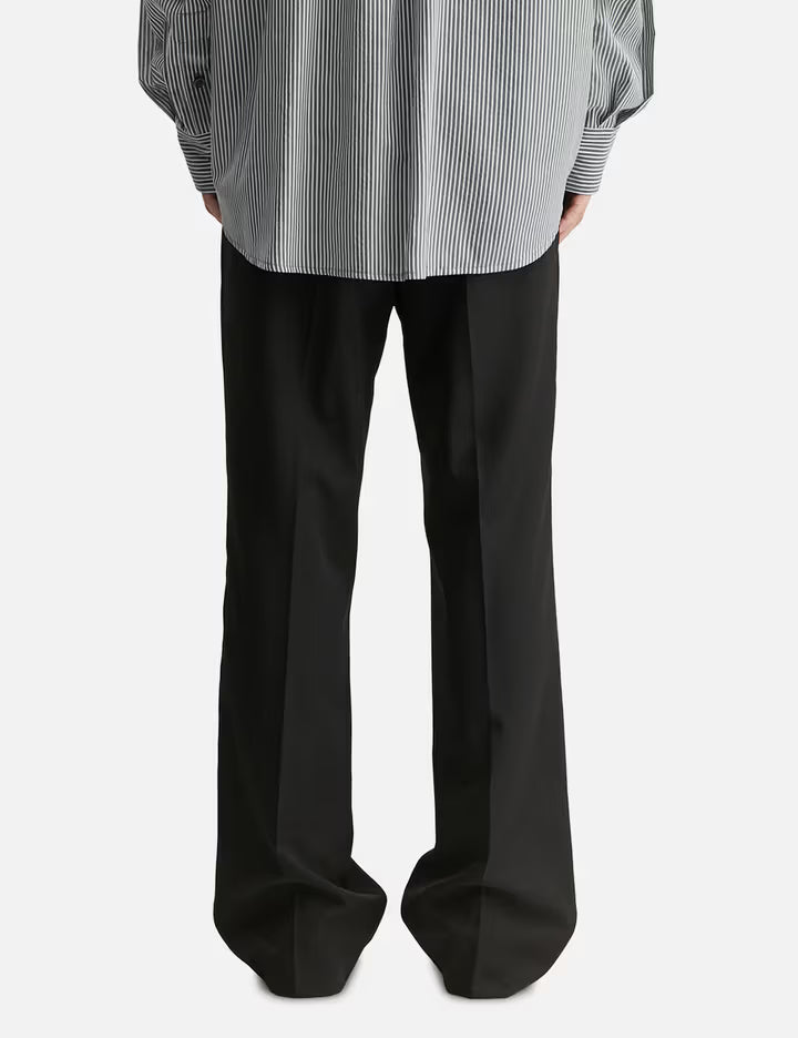 Black Semi-Wide Wool Pants