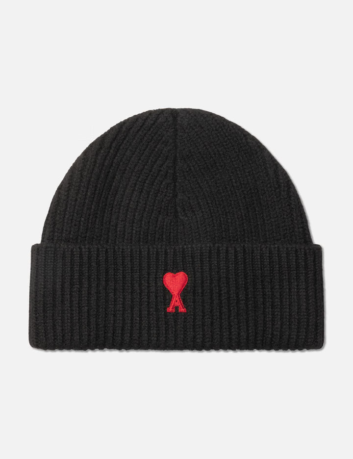 Black Wool Beanie With Ami De Coeur