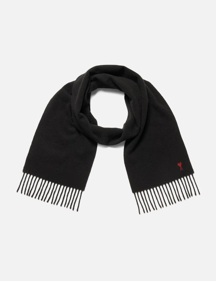 Black Wool Scarf With Ami De Coeur