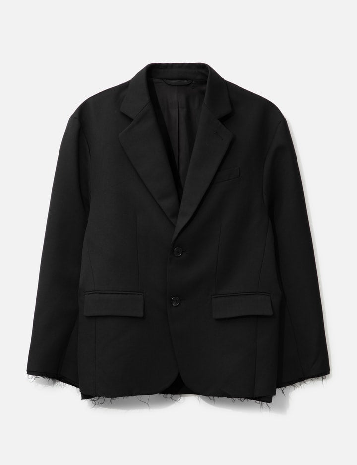 Black Wool Gabardine Oversized Demolished Blazer