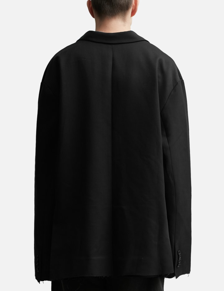 Black Wool Gabardine Oversized Demolished Blazer