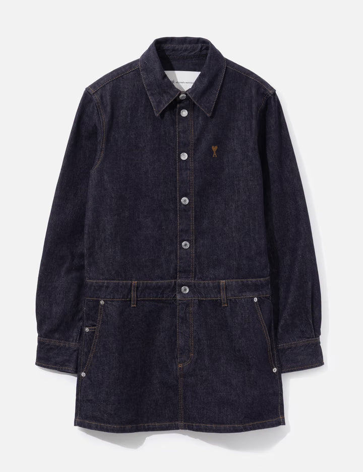 Blue Cotton Denim Shirt Dress With Ami De Coeur