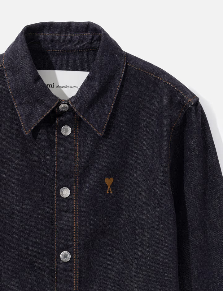 Blue Cotton Denim Shirt Dress With Ami De Coeur