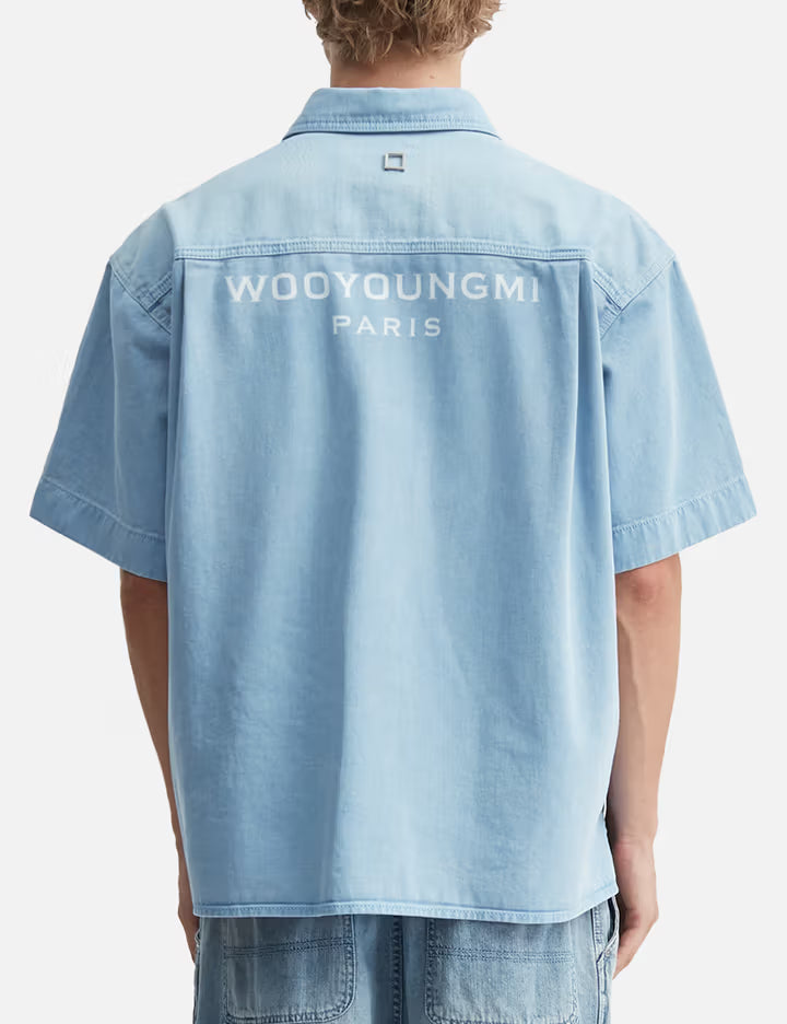 Blue Denim Back Logo Short Sleeve Shirt