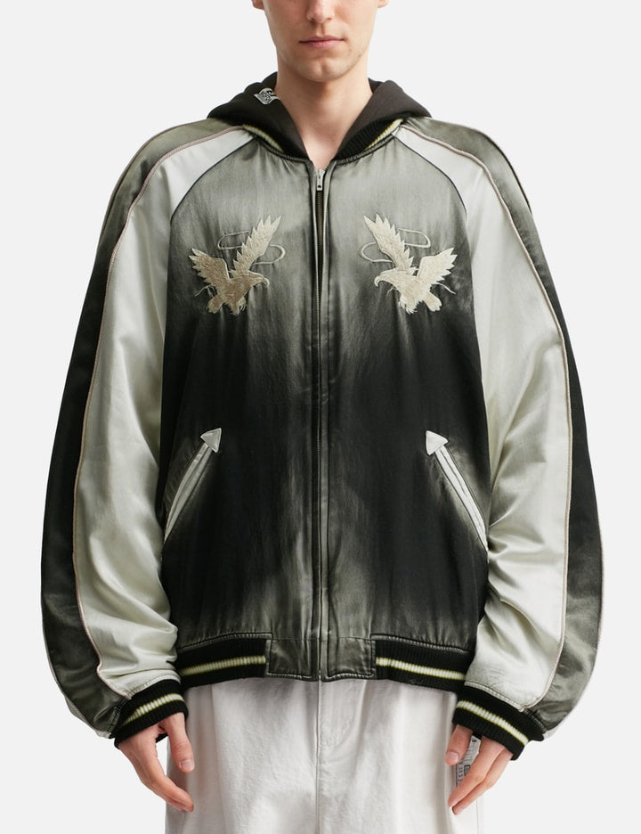 Reversible Hoodie Layered Souvenir Jacket