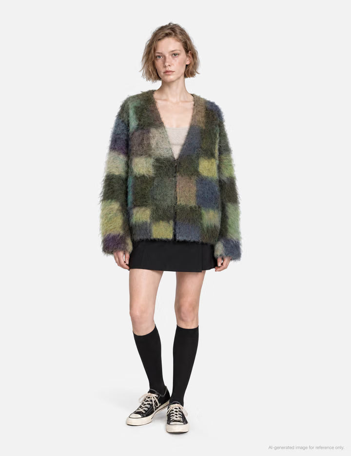 Brushed Jacquard Knit Cardigan