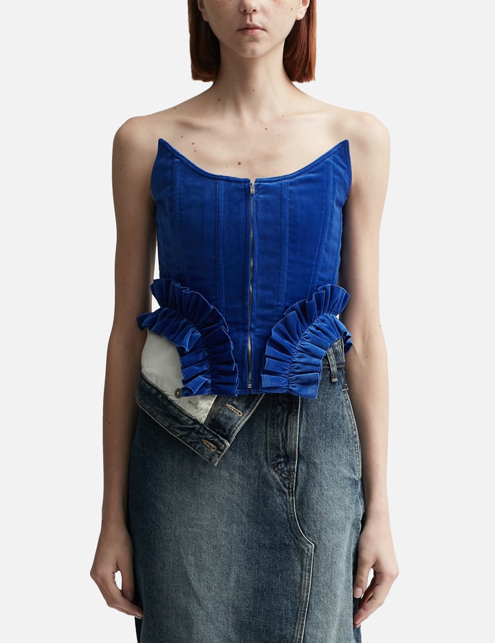 BLUE FRILL HEM BUSTIER