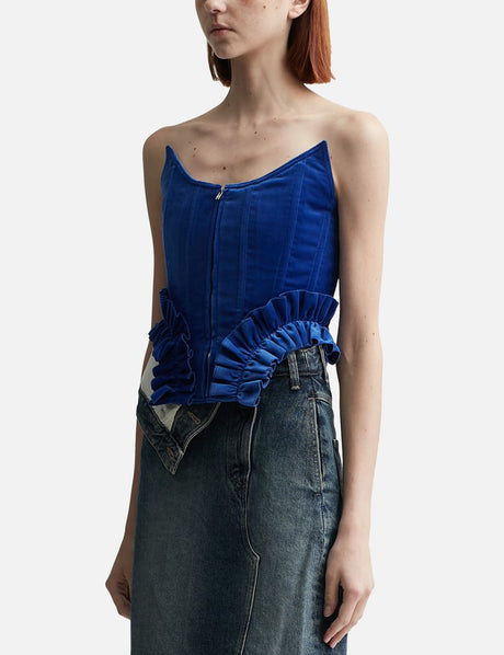 BLUE FRILL HEM BUSTIER