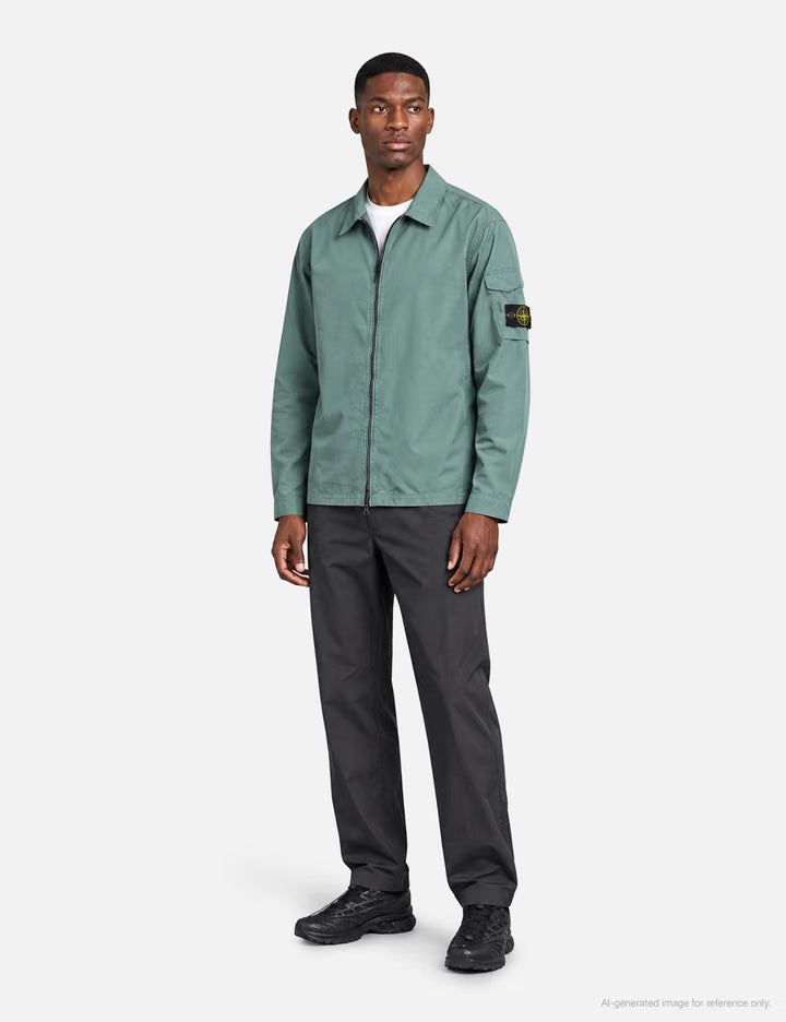 Canvas Weave Arm Pocket Zip-Up Overshirt