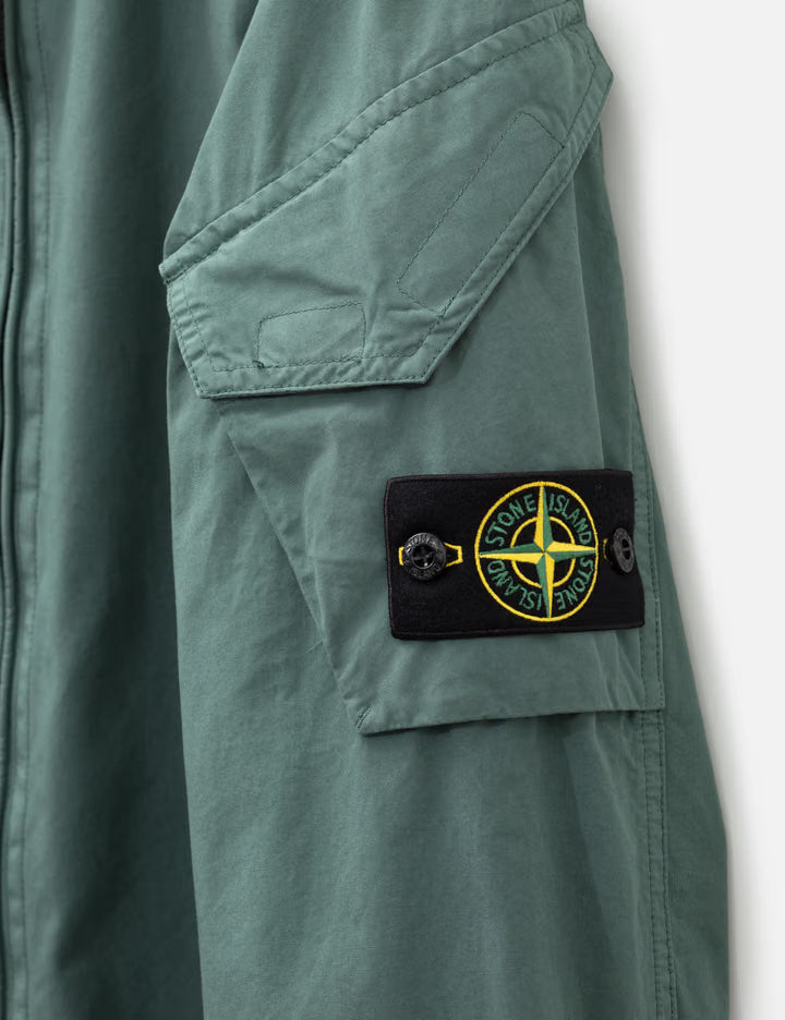 Canvas Weave Arm Pocket Zip-Up Overshirt