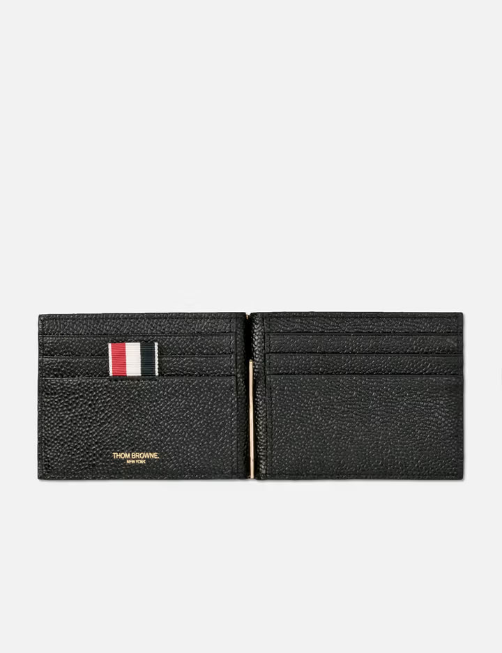Money Clip Wallet In Black Pebble Grain