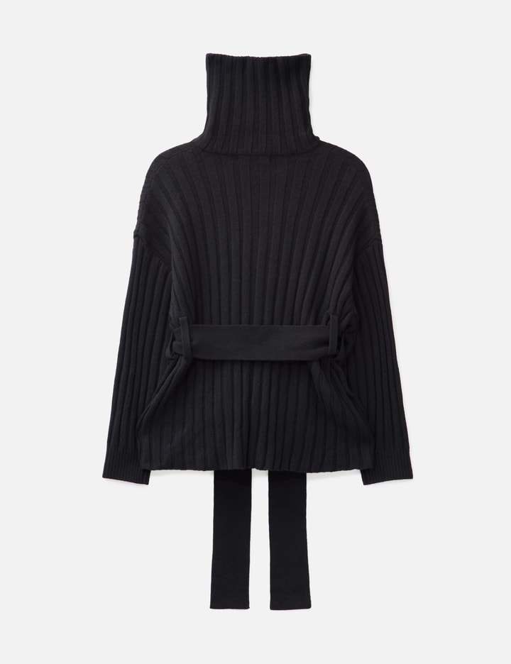 Asymmetric High Neck Knit Coat