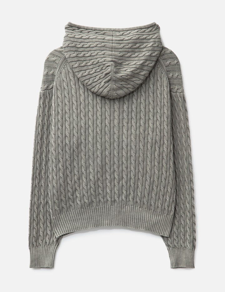 Cotton Piece Dyed Cable Hoodie Zip-up