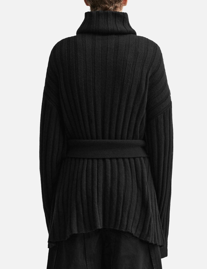 Asymmetric High Neck Knit Coat