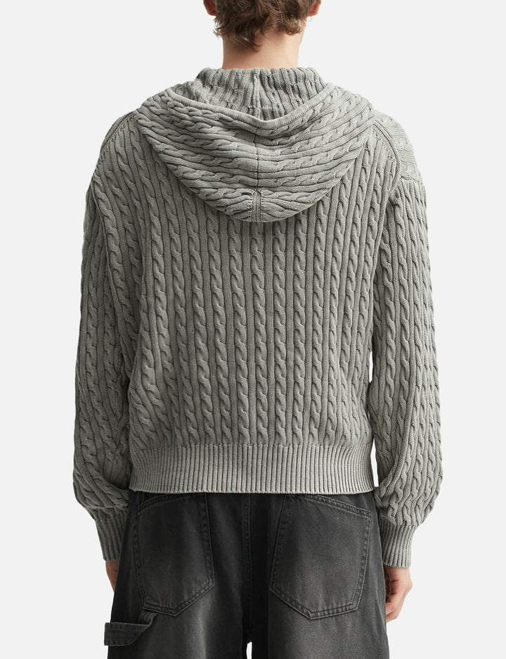 Cotton Piece Dyed Cable Hoodie Zip-up