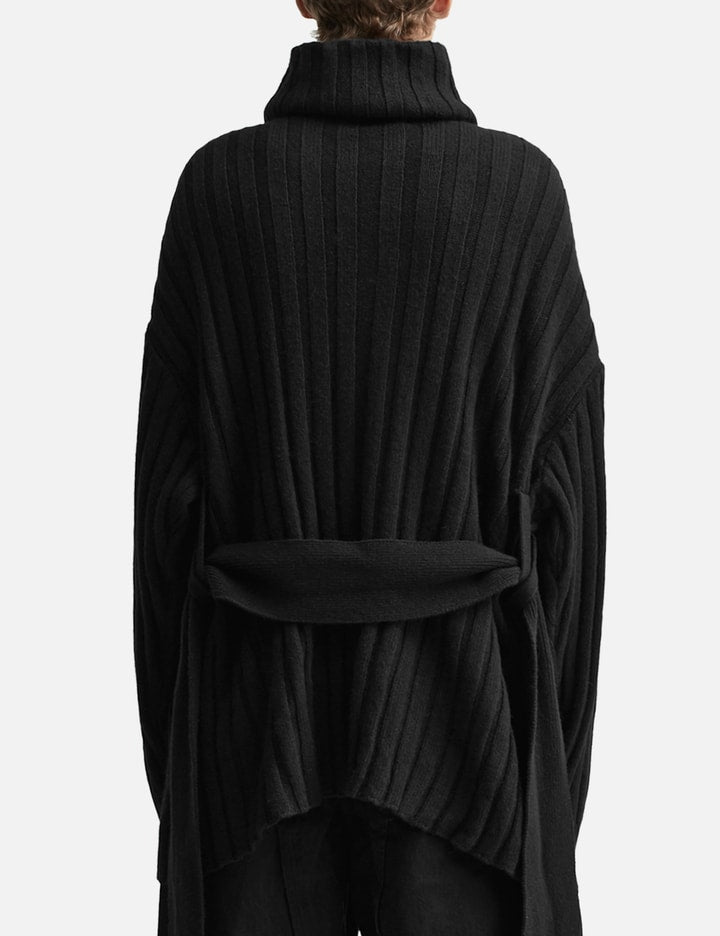 Asymmetric High Neck Knit Coat
