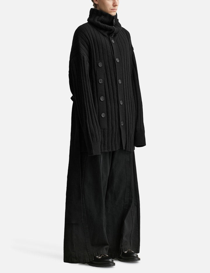 Asymmetric High Neck Knit Coat