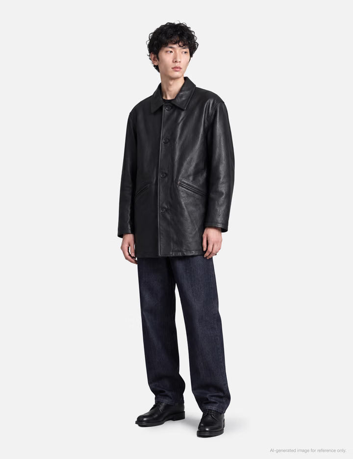 Chevron Stitched Cow Leather Car Coat