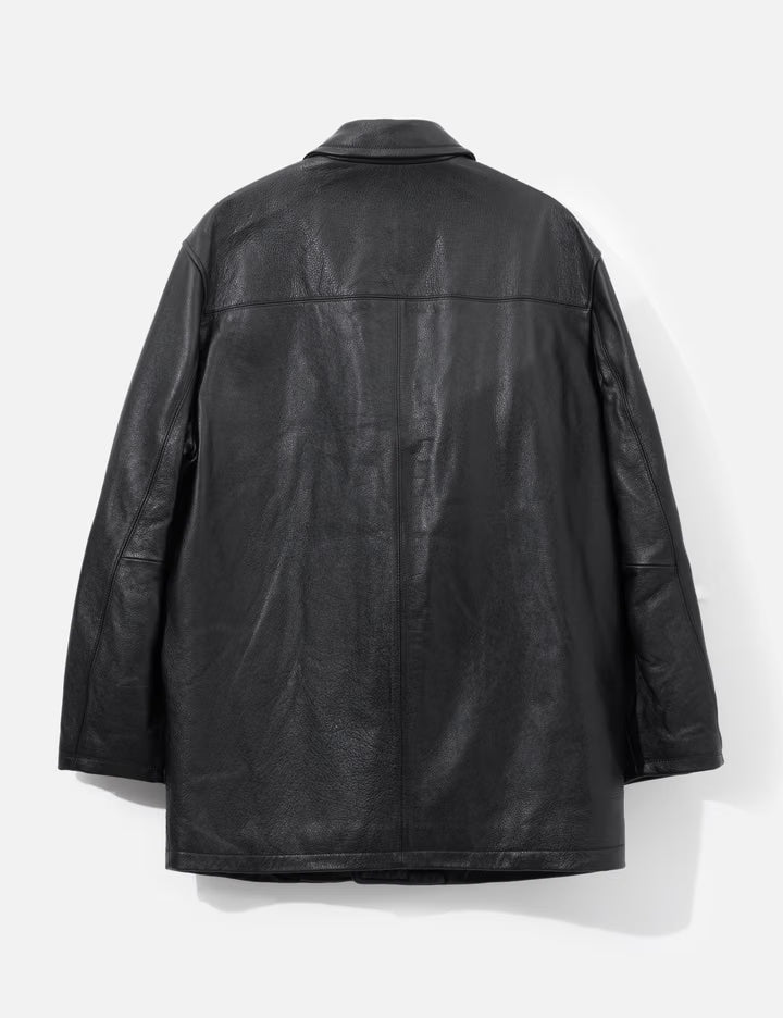 Chevron Stitched Cow Leather Car Coat