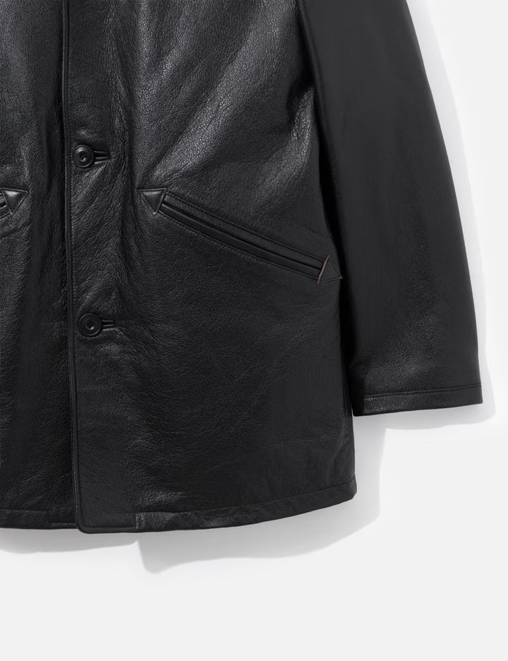 Chevron Stitched Cow Leather Car Coat