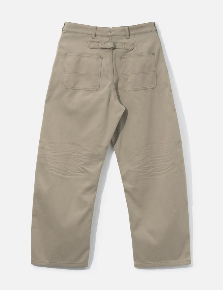 Cinched Back Embossed Washed Curved Pants