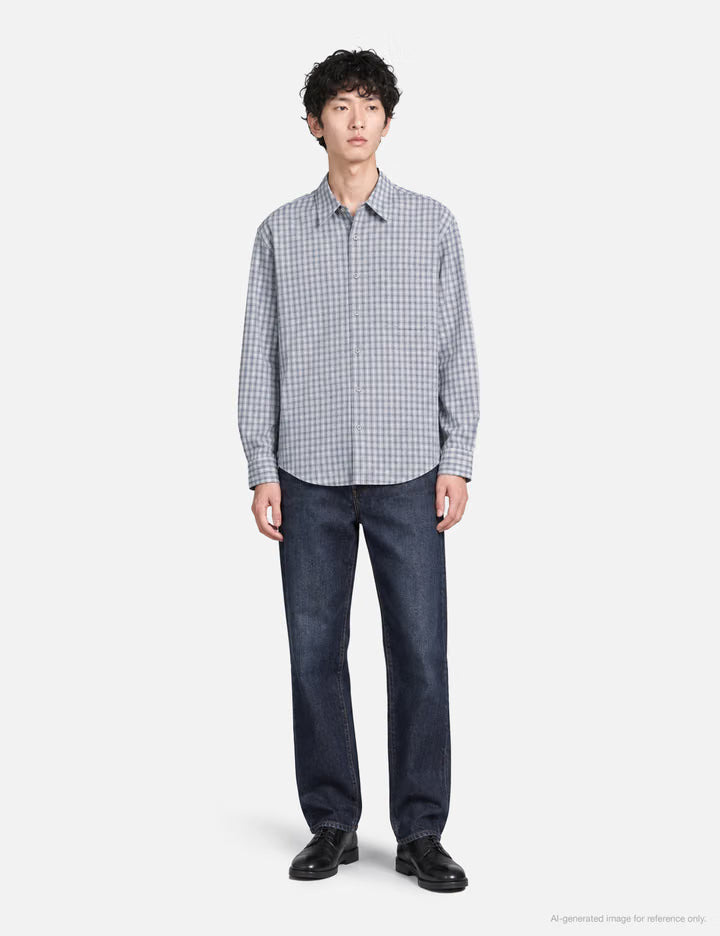 Cotton Blue Tartan Check Shirt