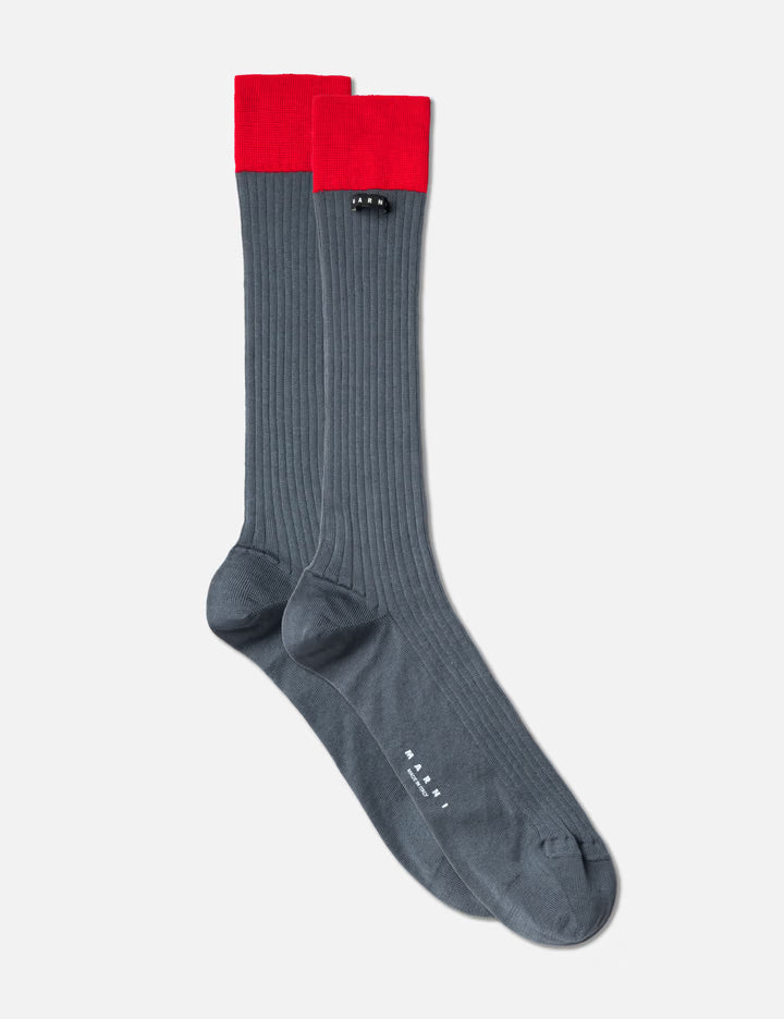 Cotton Socks With Contrast Cuffs