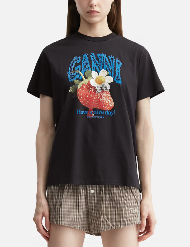 Cotton T-Shirt With Strawberry
