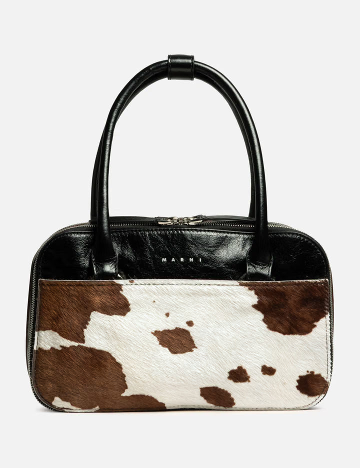 Cow Print Leather Small Boxyne Bag