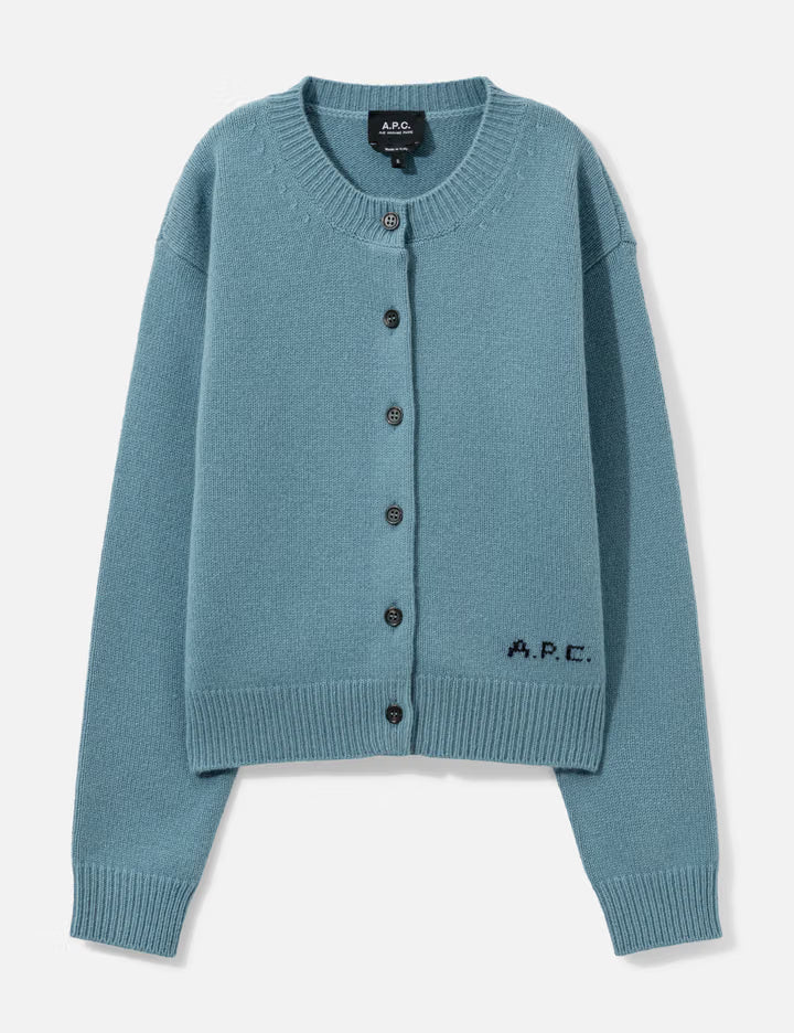 Cropped Grey-Blue Wool Cardigan