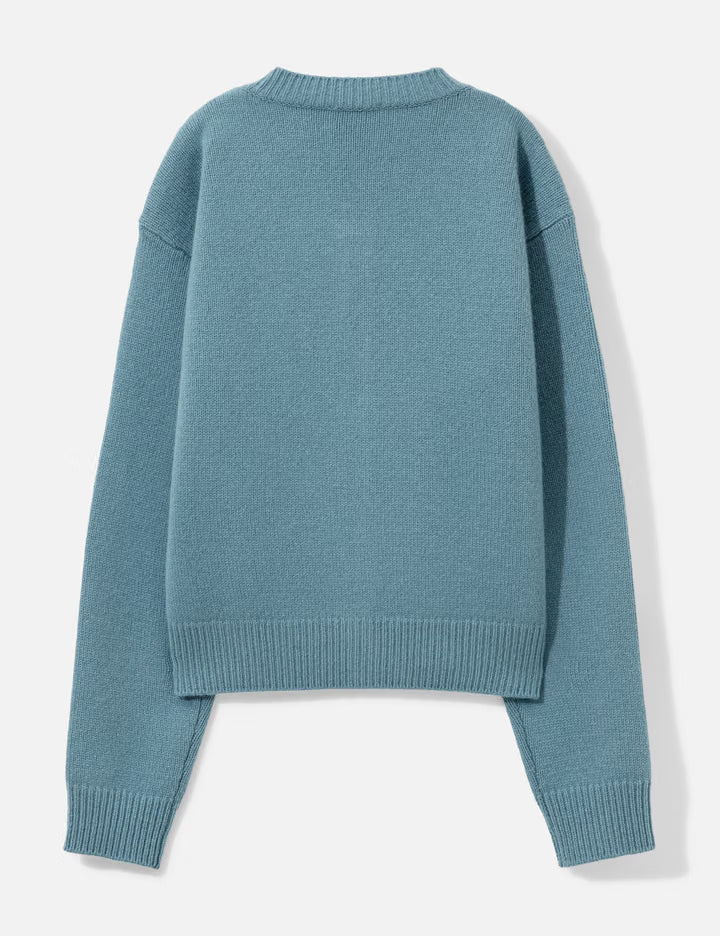 Cropped Grey-Blue Wool Cardigan