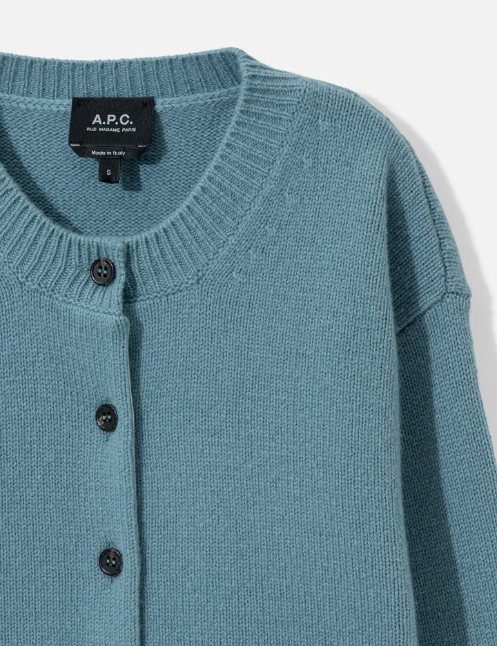 Cropped Grey-Blue Wool Cardigan