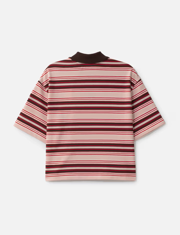 Cropped Striped Cotton Polo Shirt