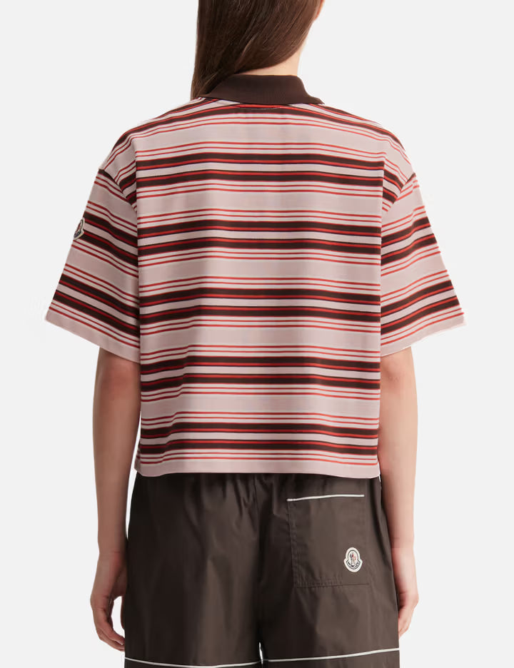 Cropped Striped Cotton Polo Shirt