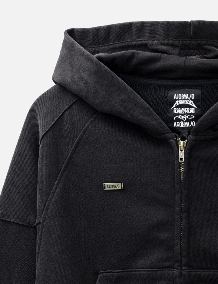 Cropped Washed Zip-Up Hoodie