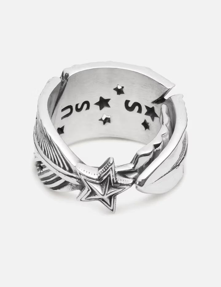 CS Navajo Sheriff Star Arrow Feather Ring - Starry