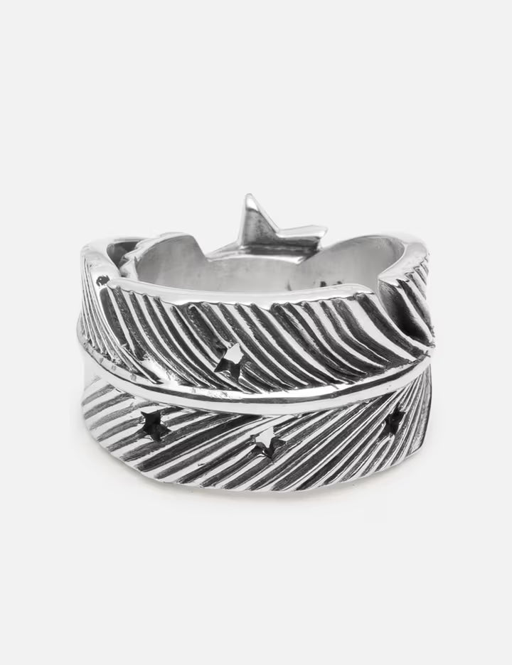 CS Navajo Sheriff Star Arrow Feather Ring - Starry