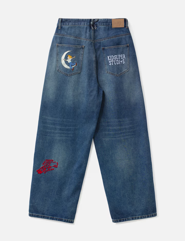 Embroidered Paintings Balloon Pants