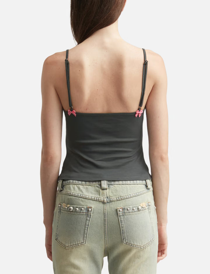 Dark Grey Print Strap Tank Top