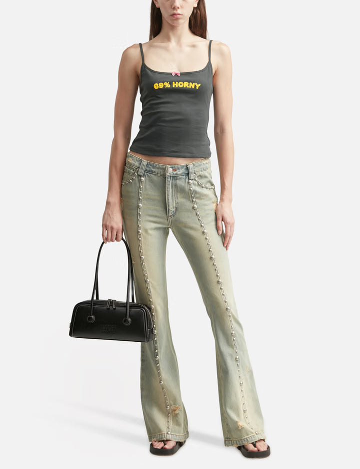 Dark Grey Print Strap Tank Top