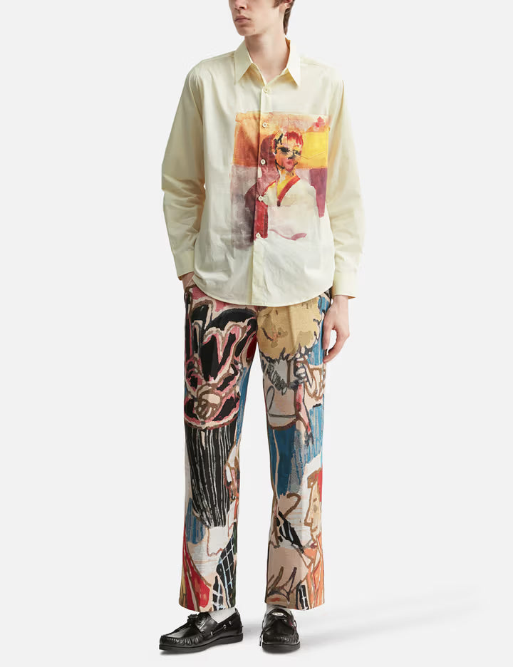 Girl Painting Button Up Shirt