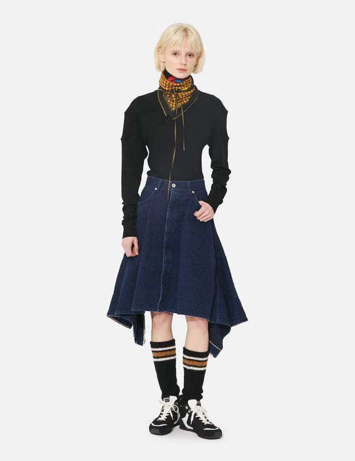 Double-End Left Hand Twill Denim Skirt
