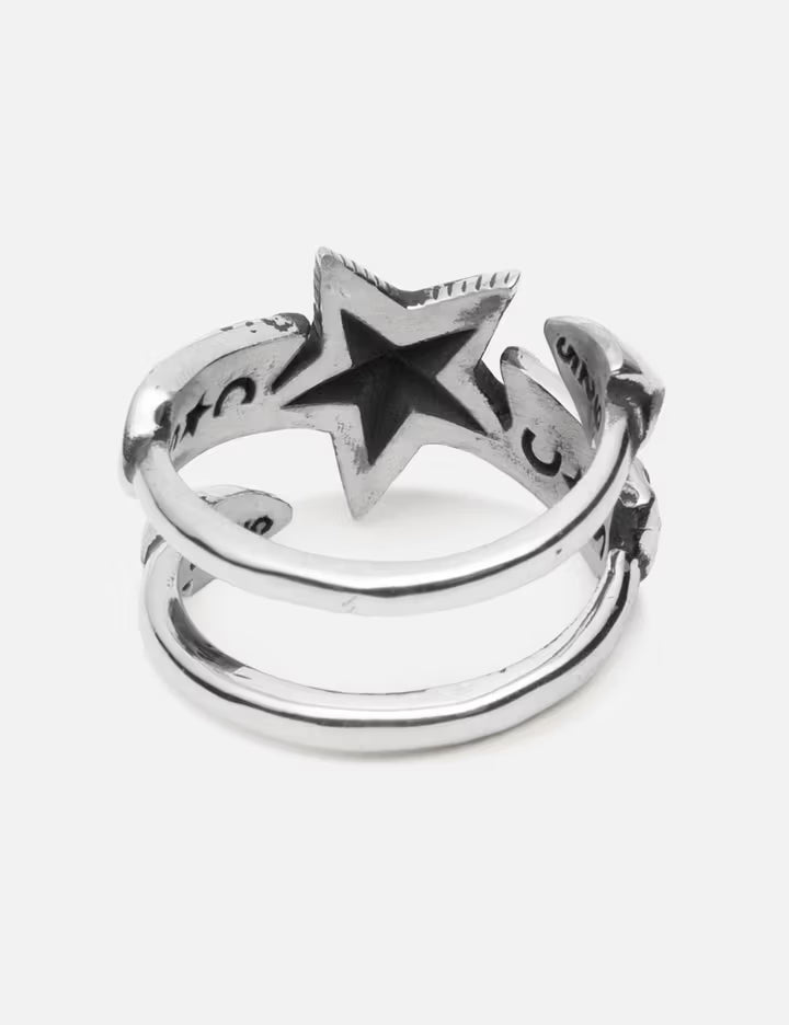 Double Large Arrow Large Star Ring