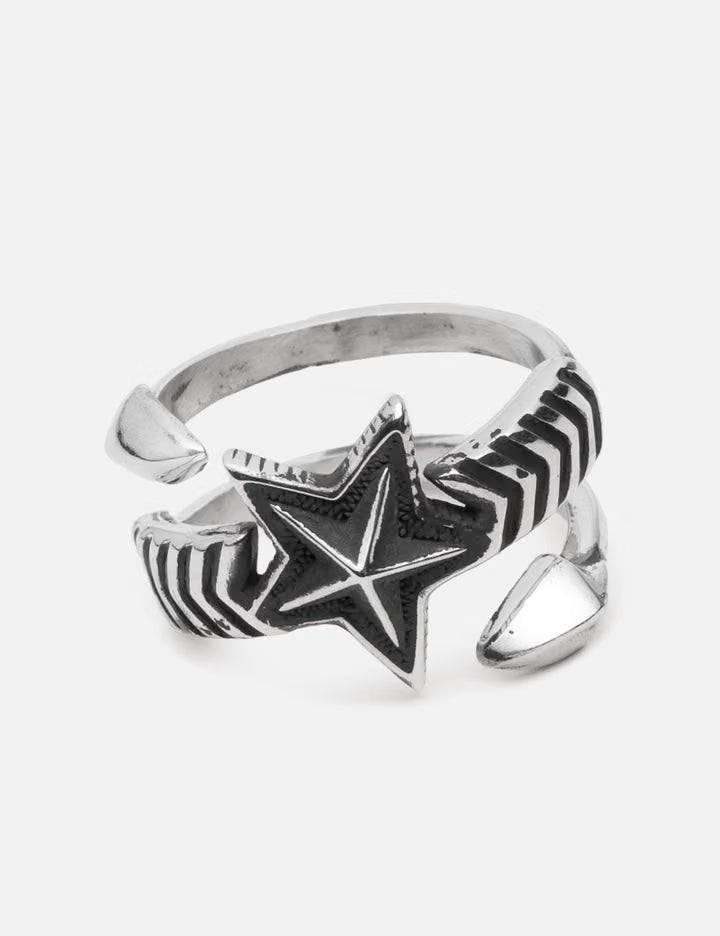 Double Large Arrow Large Star Ring