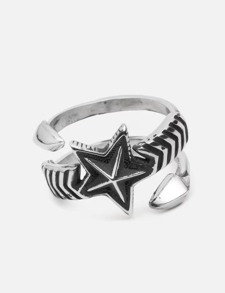 Double Large Arrow Large Star Ring