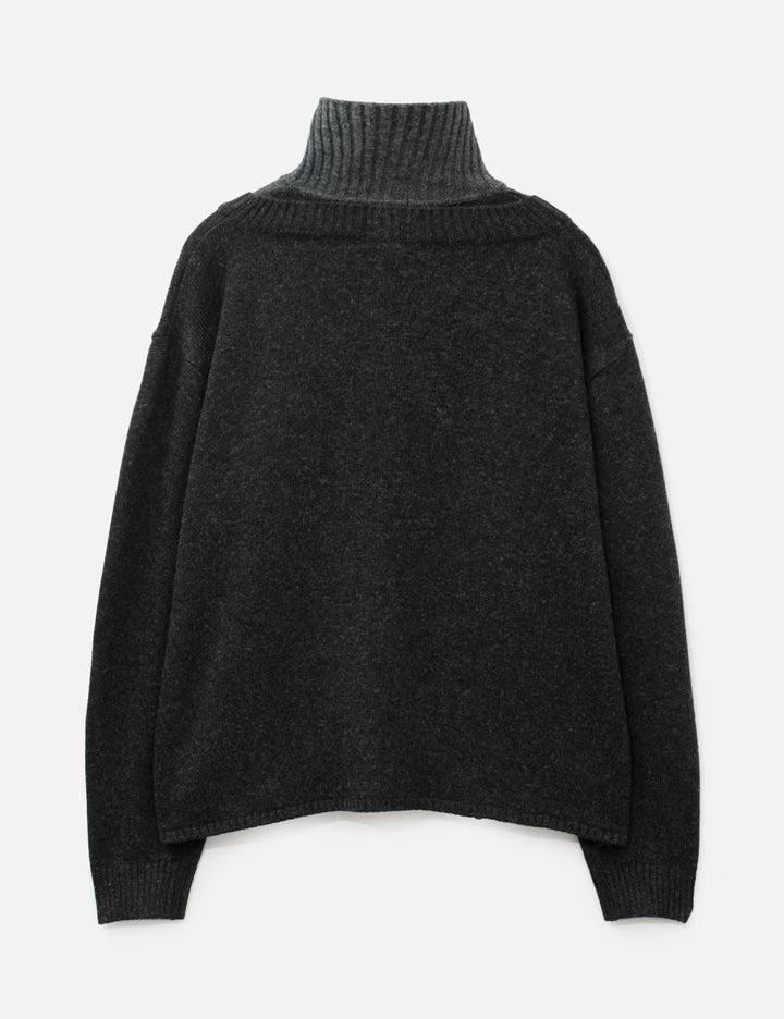 Double Layered Turtleneck Cardigan