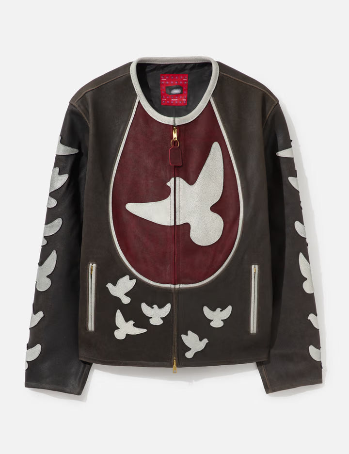 Doves Distressed Leather Moto Jacket