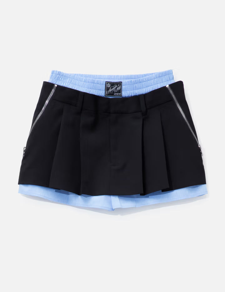 Pre-Styled Pleated Skort With Zipper Details
