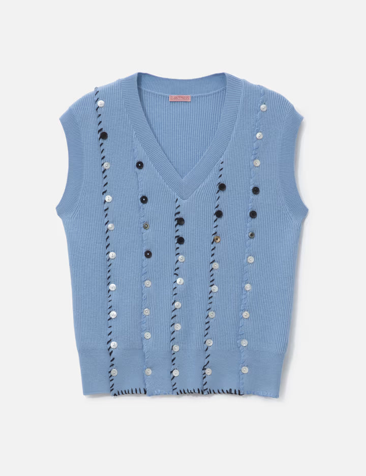 Light Blue Button Vest